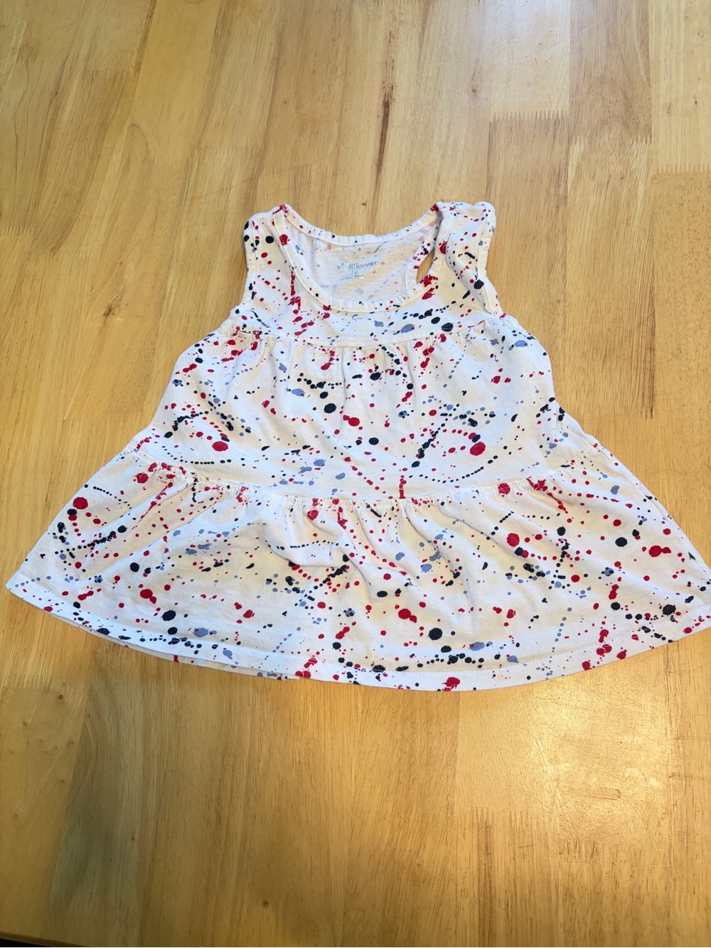 Wallflower White Tank Top with Red & Navy Splatter